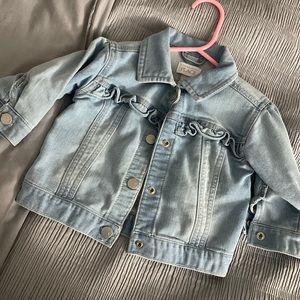 Never worn childrens place jean jacket for girls size 6-9 months